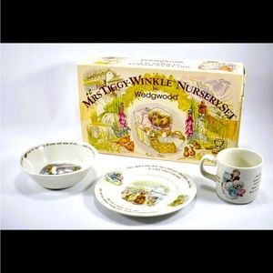 BEATRICE POTTER "Mrs Tiggy-Winkle Nursery Set" By Wedgwood Bowl, Cup & Plate